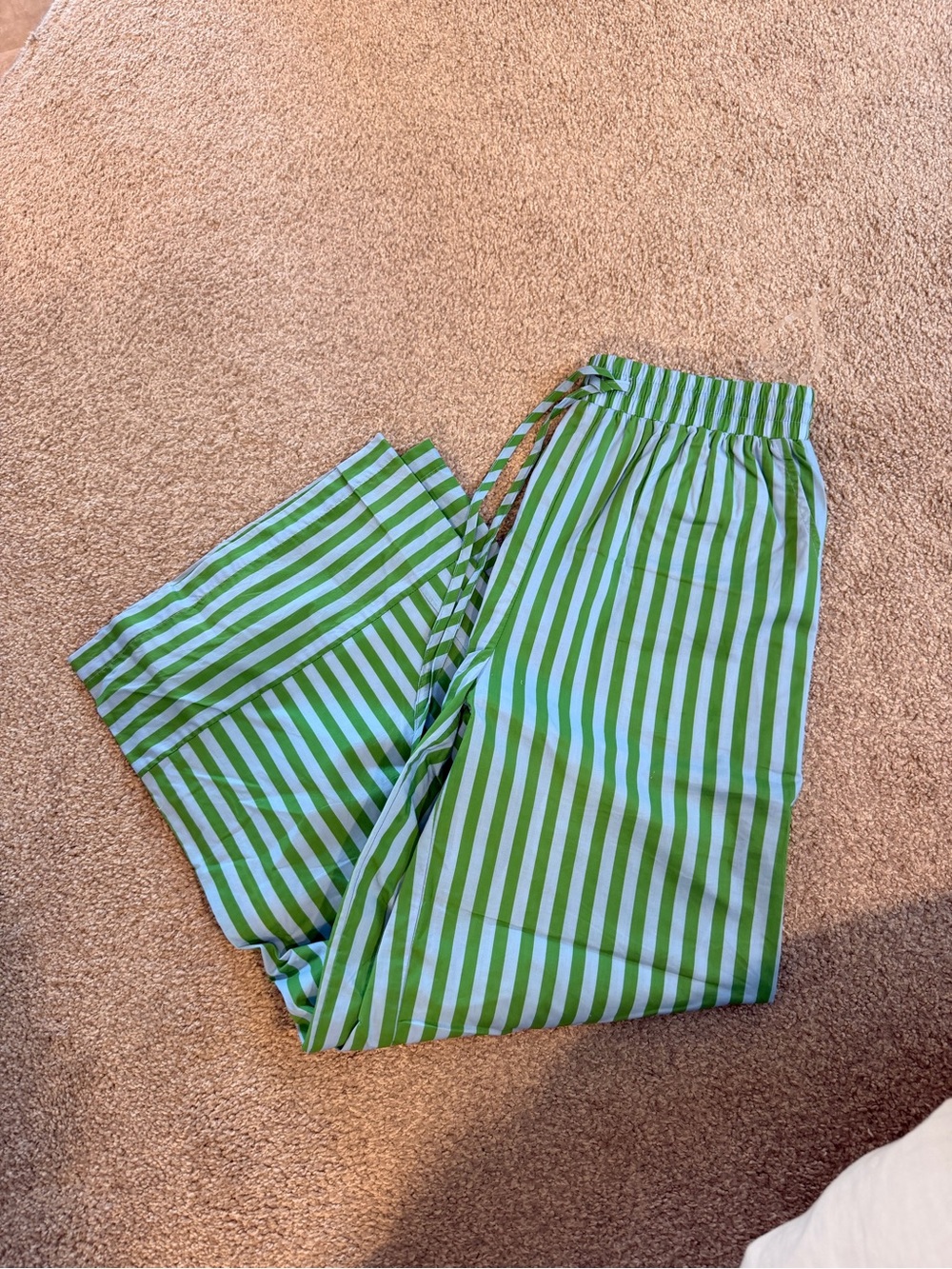 Blue and green striped lounge / beach pants